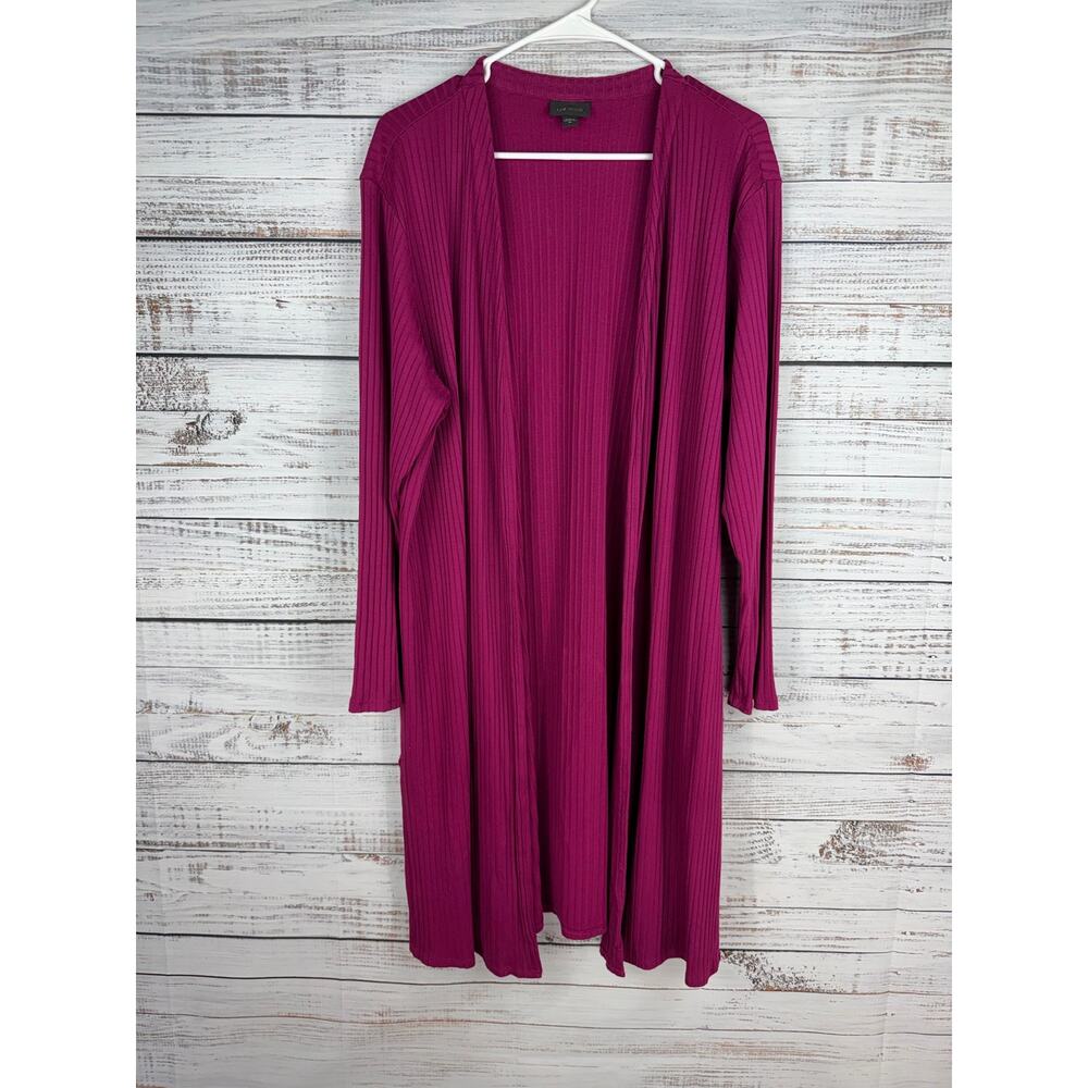 J. Jill Wearever Collection Purple Duster Cardigan Ribbed Stretch XL Classic